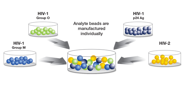 BioPlex Figure: Analyte beads are manufactured individually